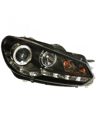 JUEGO DE FAROS DELANTEROS CON LUZ DIURNA PARA VOLKSWAGEN GOLF VI 2008-2012 NEGRO